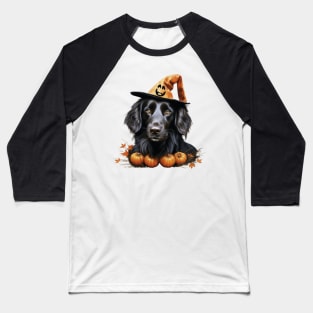 Flat Coated Retriever Halloween Baseball T-Shirt